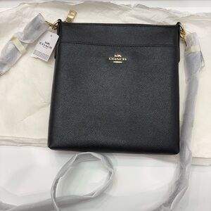 Coach Black Messenger Crossbody Bag with Gold Details